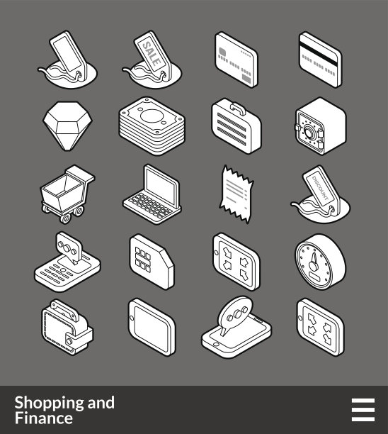 等距轮廓图标集图片下载