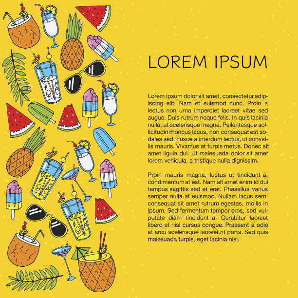 卡片与不同的夏季元素和文本的地方图片下载