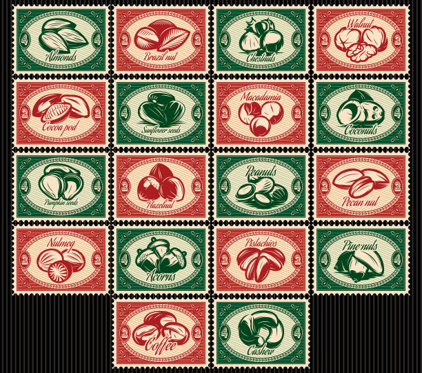 一套18时尚的矢量模板坚果的菜单素材图片