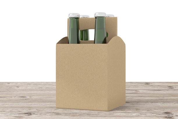 空白啤酒包装与绿色瓶子图片下载