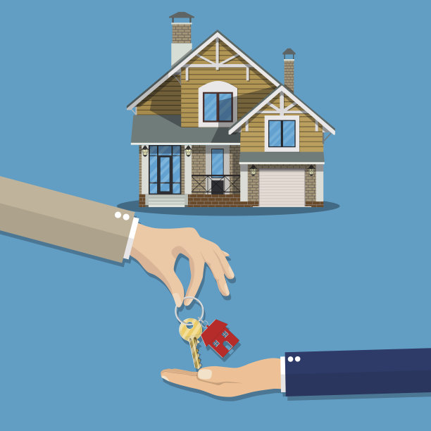 一只手把房门钥匙交给另一只手。图片下载