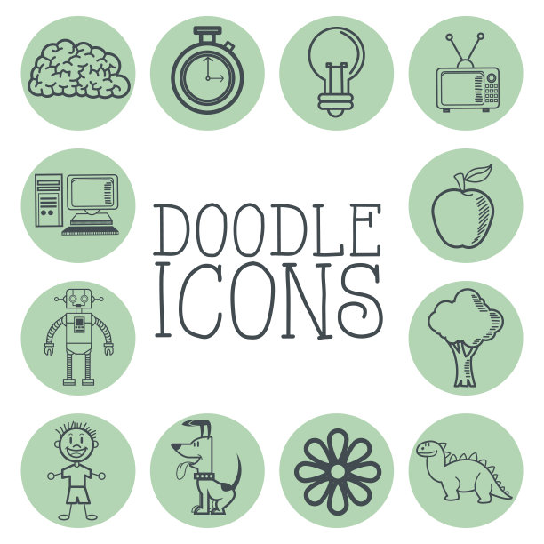 涂鸦图标设计。卡通图标。画的概念图片下载