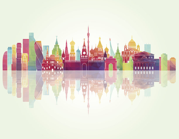 莫斯科的天际线。矢量图图片下载