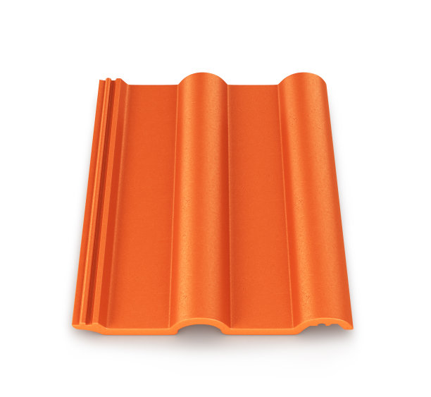 红色的屋顶瓦片孤立在白色的背景上。图片下载