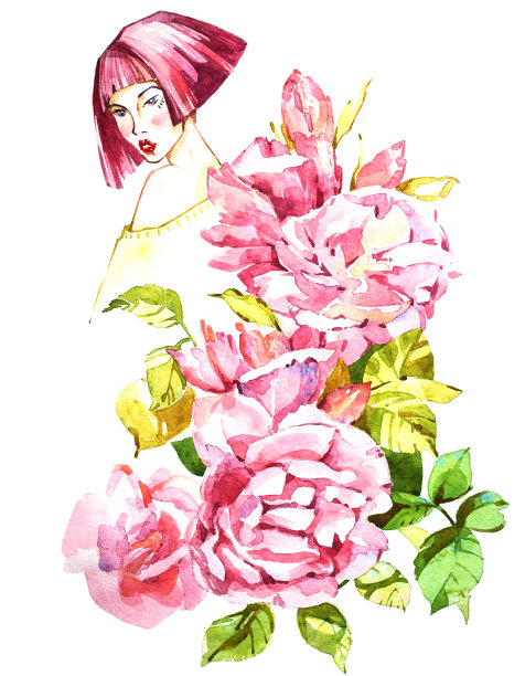 花水彩插图。图片下载