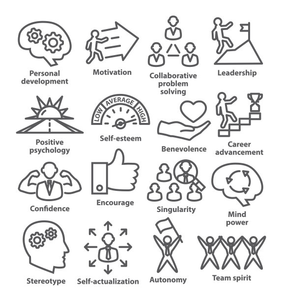 业务管理图标的线条风格。包16。图片下载