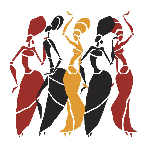 非洲舞者剪影设置。图片下载