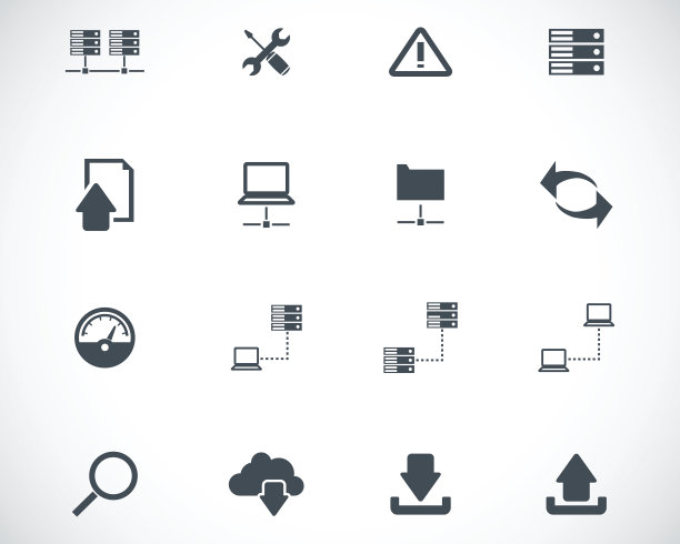 向量黑色的FTP图标设置图片下载