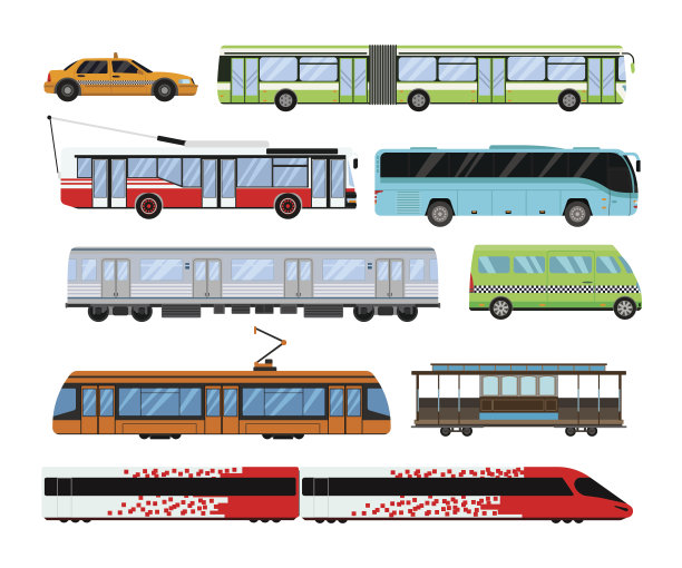 城市交通集矢量图。素材图片