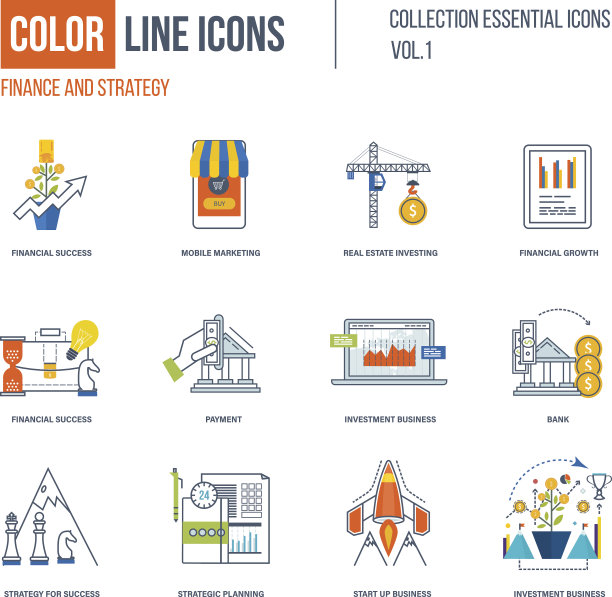 颜色细线图标设置。图片下载