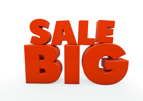 明亮的红色大销售3d文字孤立的白色背景图片下载