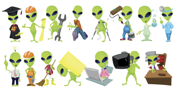 矢量组外星人专业插图。图片下载