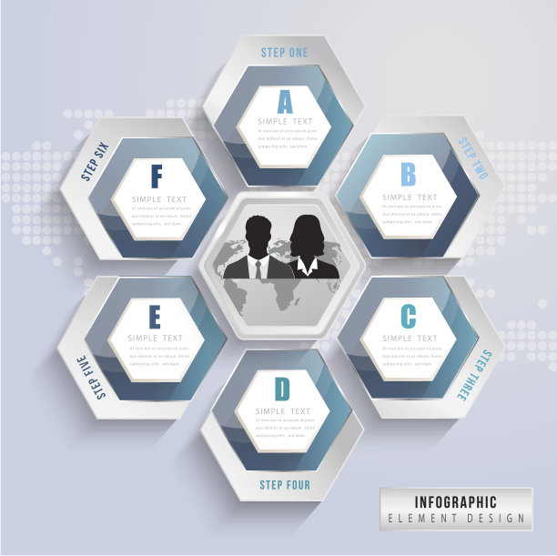 摘要现代六边形信息图。图片下载