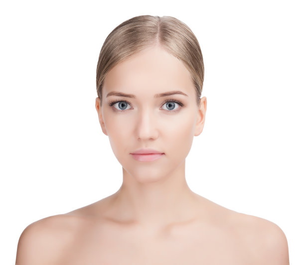 美女的脸肖像。皮肤护理概念隔离在白色背景图片下载