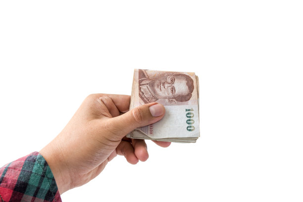 手捧钞票孤立白底图片下载