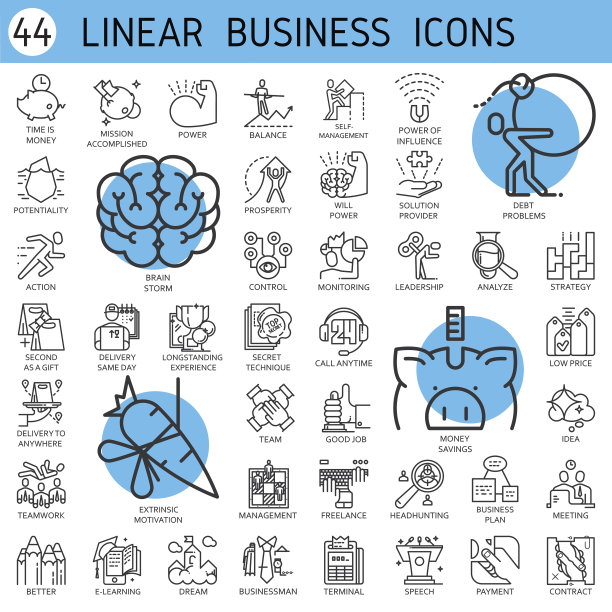 向量线性图标商业经济发展图片下载