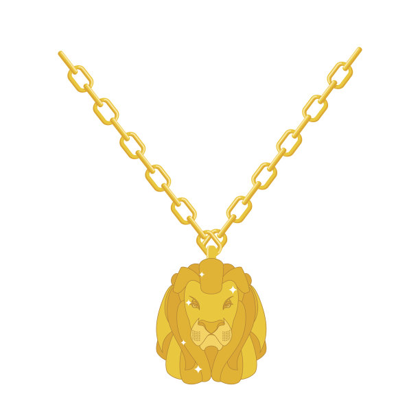 金狮子项链上的金项链。昂贵的珠宝。W图片下载