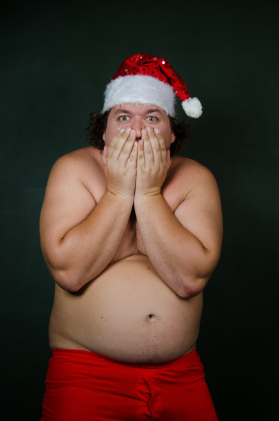 有趣的脂肪圣诞老人。图片下载