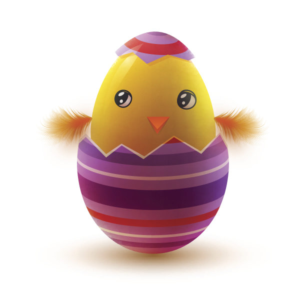 逼真的复活节彩蛋和鸡。矢量插图。图片下载
