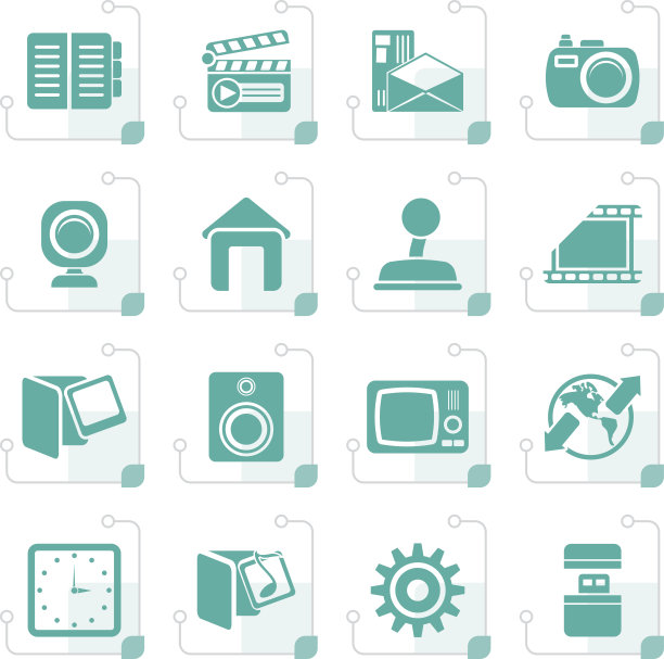 程式化的互联网，电脑和手机图标图片下载