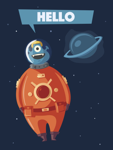 友好的外星人。卡通矢量图素材图片