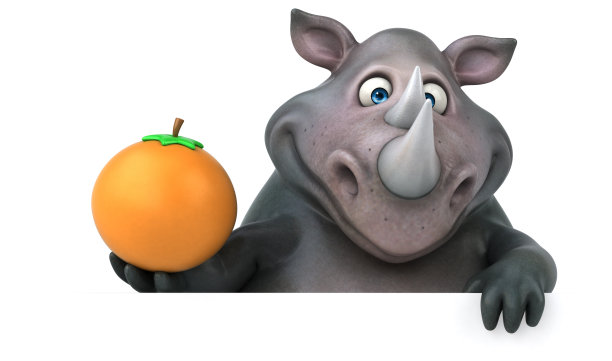 有趣的犀牛- 3D插图图片下载