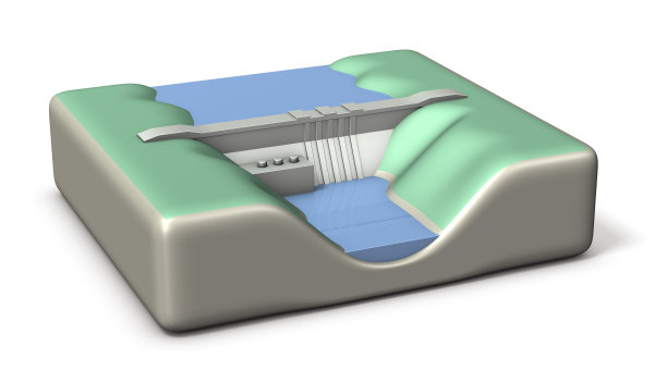 大坝的微型建筑模型。图片下载