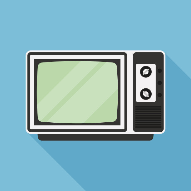 带有长影子的电视图标。平面风格矢量插图图片下载