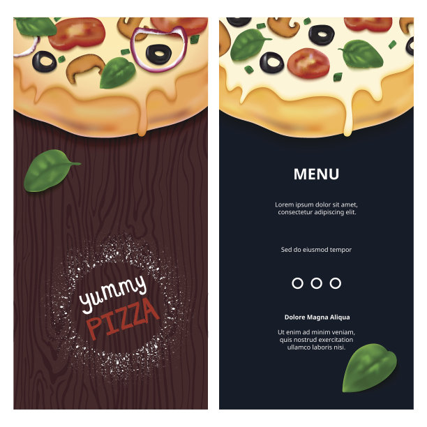 矢量美味披萨在木制桌子顶视图图片下载