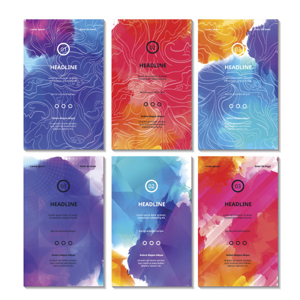 一套鲜艳的彩色卡片素材图片
