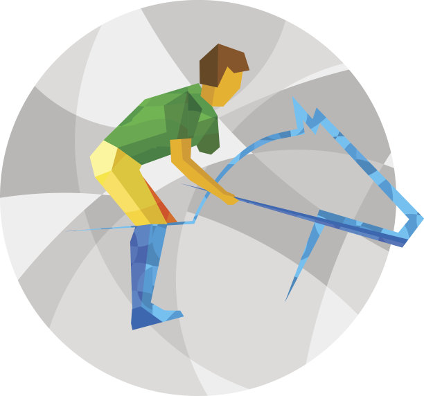 具有抽象图案的残疾骑手。平面运动图标。图片下载