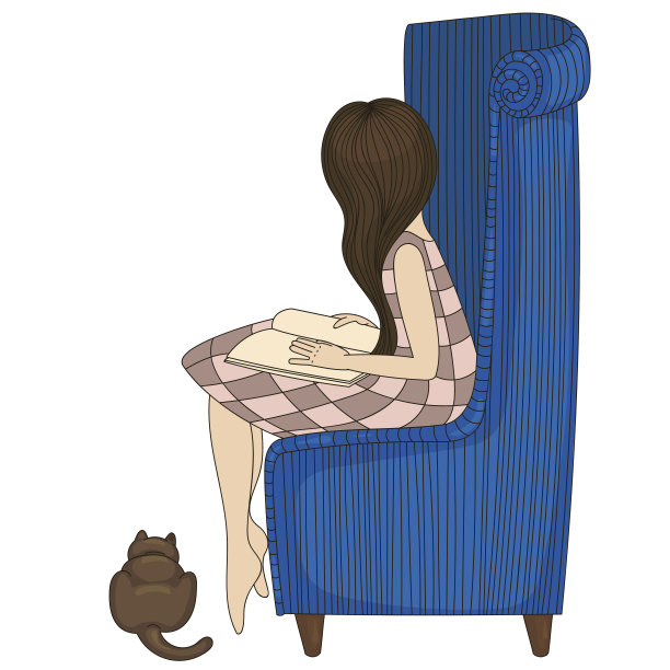 小女孩坐在椅子上画插图图片下载