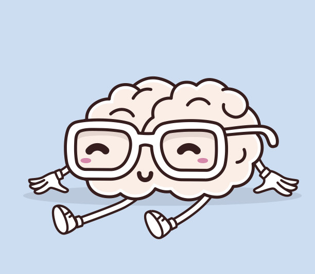 矢量插图的复古蜡笔色坐微笑粉红脑图片下载