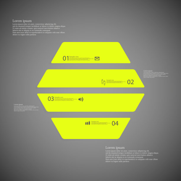 六边形插图模板由四个绿色部分组成图片下载
