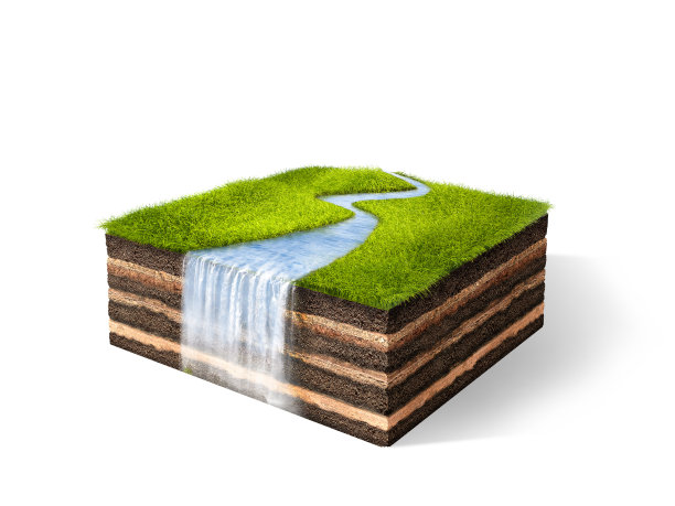 小岛的横截面。三维渲染图片下载