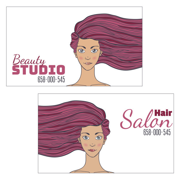 美发工作室名片上有女孩的照片。图片下载