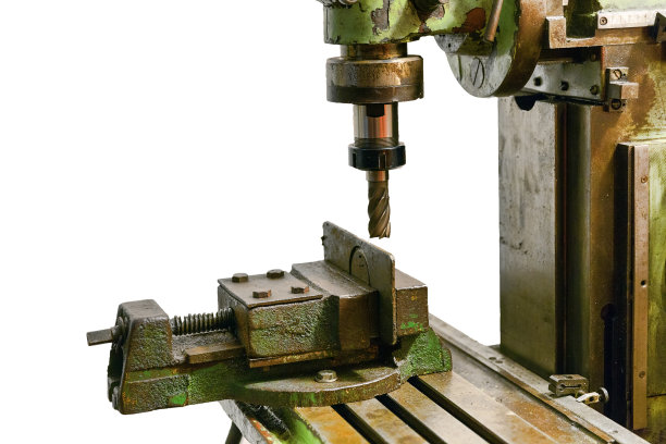 白色背景上的旧式工业铣床图片下载