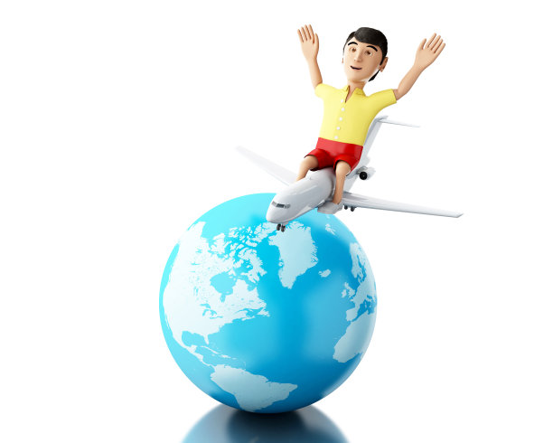 3d人带着箱子去度假图片下载