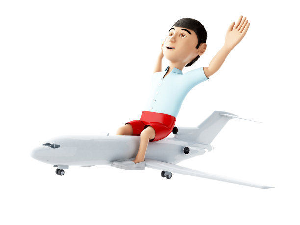 3d人与手提箱旅游。孤立的白色背景。图片下载