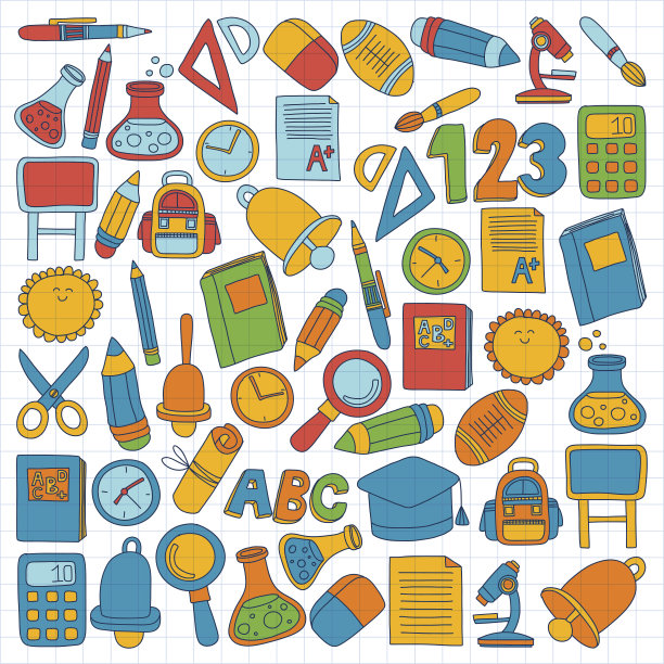 矢量涂鸦一套教育符号回到学校图片下载