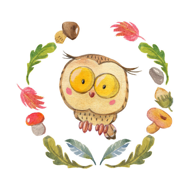 可爱猫头鹰适合幼儿园、托儿所、儿童服装、婴儿图案图片下载