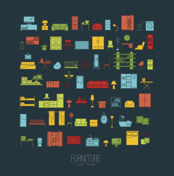家具平面图标蓝色图片下载