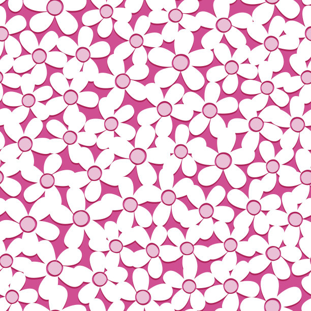 可爱的白色花朵在粉红色的背景无缝模式图片下载