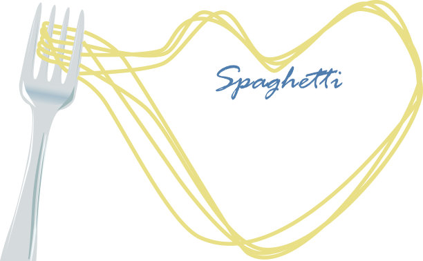 叉子与意大利面概念艺术在孤立的背景图片下载
