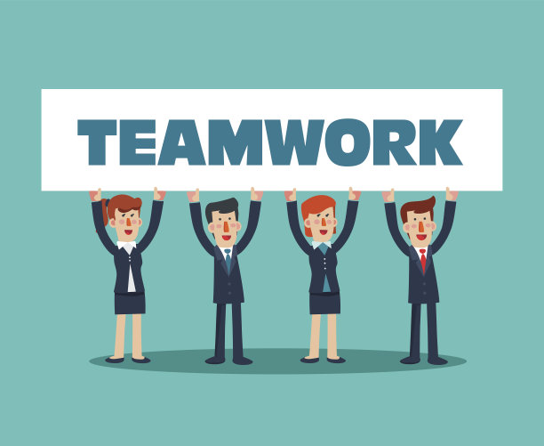 成功的商人和商人与一个白色的公告牌图片下载