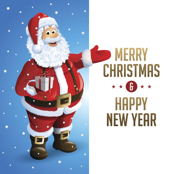 圣诞老人卡通人物显示圣诞快乐的标题写在图片下载