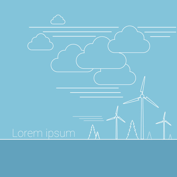 风力涡轮机替代能源旗帜细线图片下载