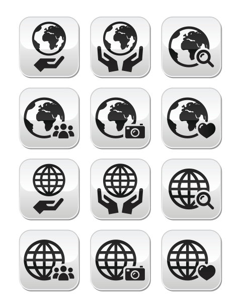 地球仪与手矢量按钮设置反射图片下载