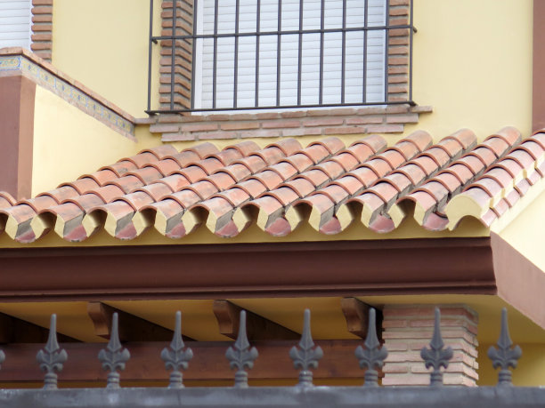 半屋顶顶部有阿拉伯风格的瓦片图片下载