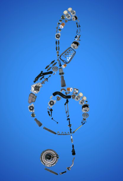 从新的汽车零件组装的高音谱号图片下载